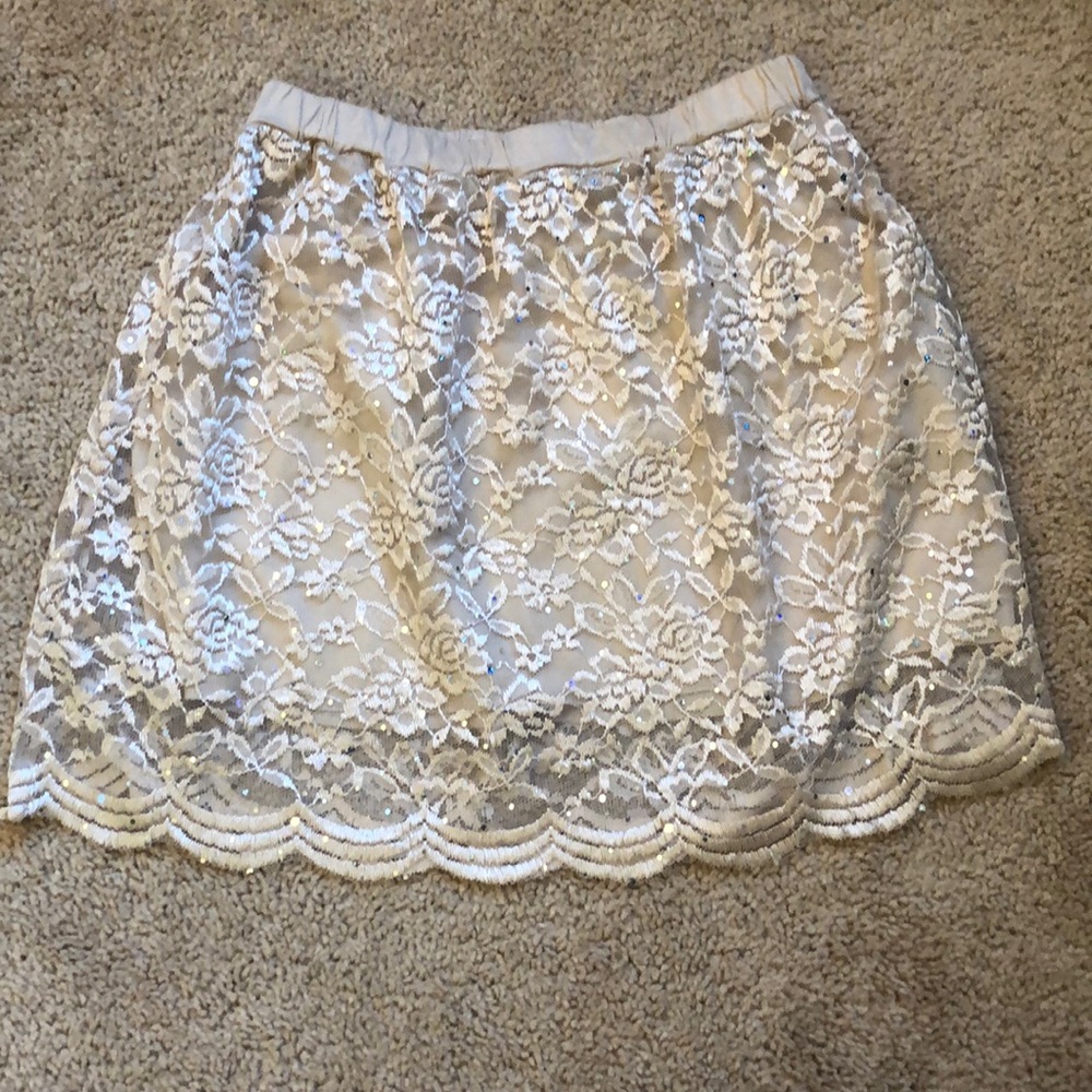 B Jewel, NWT, Sparkly Beige Mini Skirt, M